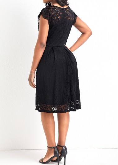 Black dresses,Plain Color dresses,Lace Black V Neck Sleeveless Dress