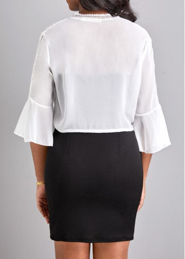 White outerwear & coats,Plain Color outerwear & coats,Lace White Three Quarter Length Sleeve Coat