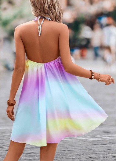 Multi Color dresses,Ombre dresses,Tie Ombre Multi Color Short A Line Dress