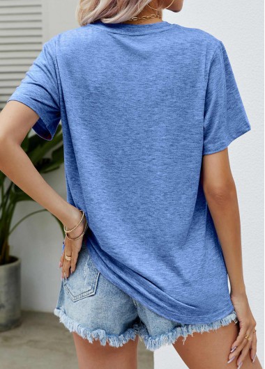 Dusty Blue tops,Leopard tops,Animal Print tops,Letter tops,Letter Print Dusty Blue Mother's Day T Shirt