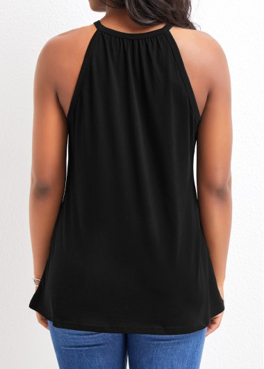 Black tops,Plain Color tops,Lace Patchwork Black Strappy Camisole Top