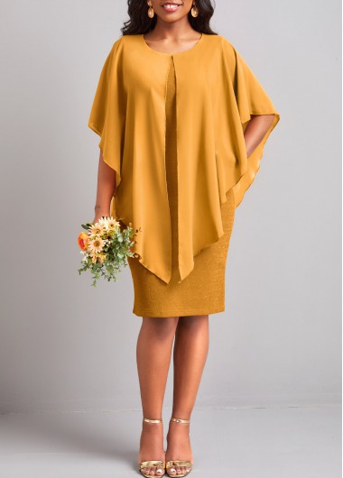 Ginger dresses,Plain Color dresses,Ginger Round Neck 3/4 Sleeve Dress
