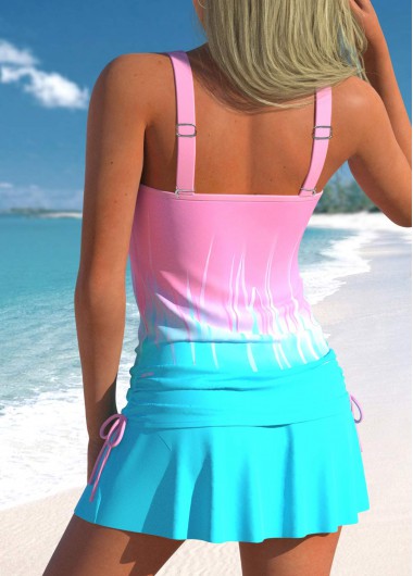 Multi Color plus size,Ombre plus size,ROTITA Plus Size Criss Cross Ombre Tankini Top