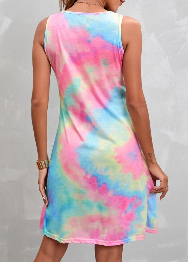 Pink dresses,Ombre dresses,Everyday dresses,Casual dresses,Pleated Ombre Multi Color A Line Dress