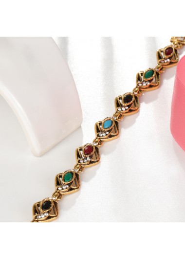 Gold jewelry,Geometric jewelry,Alloy Detail Geometric Pattern Oval Gold Bracelet