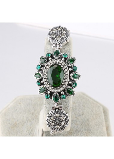 Green jewelry,Silvery White jewelry,Geometric jewelry,Alloy Deail Geometric Pattern Oval Green Bracelet