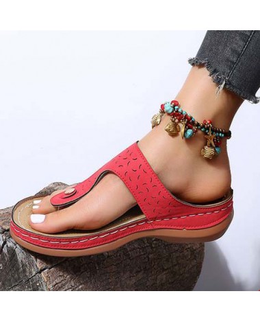 Red accessories,Plain Color accessories,Red Low Heel Toe Post Flip Flops