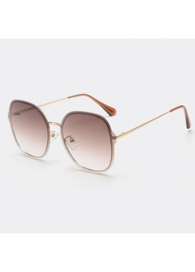 Golden accessories,Geometric accessories,Metal Detail Geometric Pattern Golden Square Sunglasses