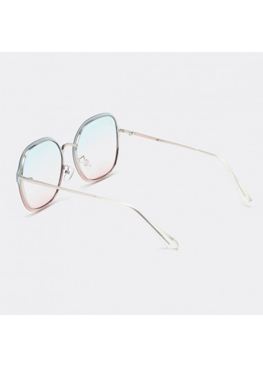 White accessories,Other accessories,White Ombre Metal Detail Square Sunglasses
