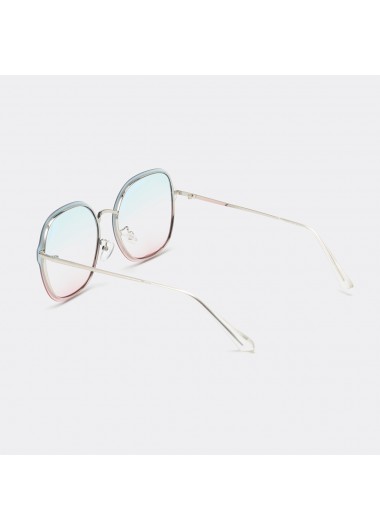 White accessories,Other accessories,White Ombre Metal Detail Square Sunglasses