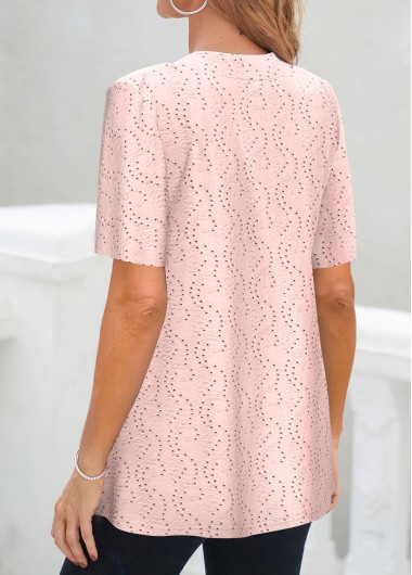 Light Pink tops,Plain Color tops,ROTITA Light Pink Square Neck Fake Two Piece Twinset