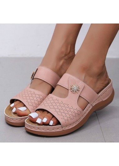 Dusty Pink accessories,Plain Color accessories,Low Heel Dusty Pink Open Toe Sliders
