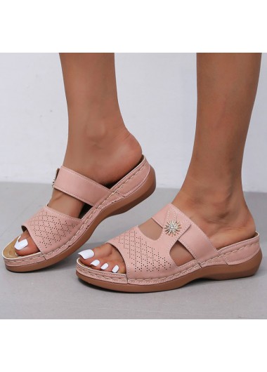 Dusty Pink accessories,Plain Color accessories,Low Heel Dusty Pink Open Toe Sliders