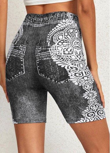 Dark Grey bottoms,White bottoms,Tribal bottoms,Tribal Print Dark Grey High Waisted Leggings
