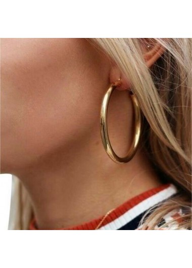 Gold jewelry,Other jewelry,Round Metal Ring Detail Gold Earrings