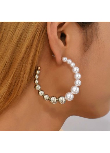 Silvery White jewelry,Other jewelry,Pearl Design Circular Silvery White Earrings