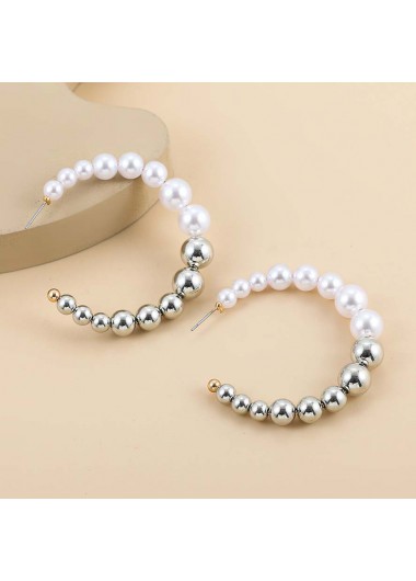 Silvery White jewelry,Other jewelry,Pearl Design Circular Silvery White Earrings