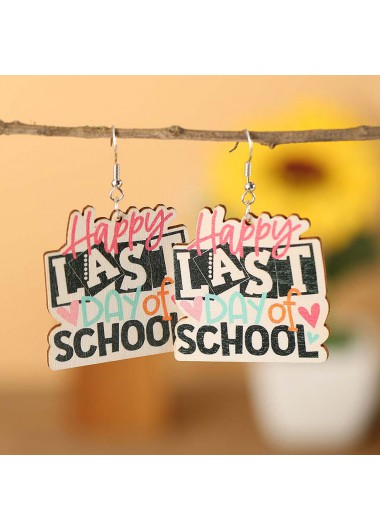 Multi Color jewelry,Letter jewelry,Heart jewelry,Letter Print Heart Detail Multi Color Earrings