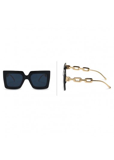 Black accessories,Other accessories,Black Chain Design Large Frame Oversized Sunglasses