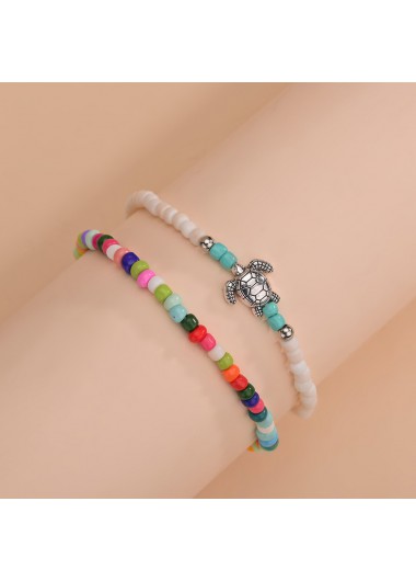 Multi Color jewelry,Geometric jewelry,Animal Print jewelry,Multi Color Plastic Detail Anklet Set