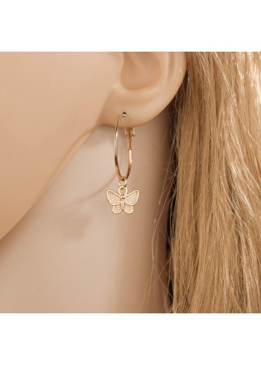 Gold jewelry,Animal Print jewelry,Butterfly Metal Detail Animal Prints Gold Earrings