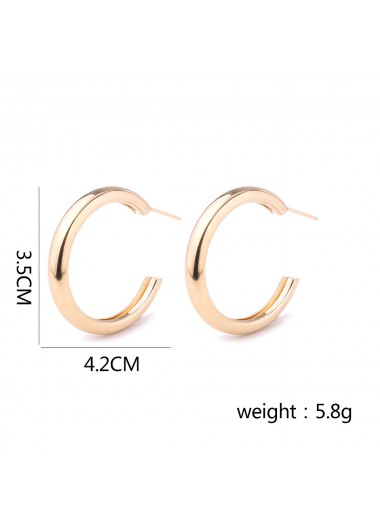 Gold jewelry,Geometric jewelry,Round Geometric Pattern Metal Detail Gold Earrings