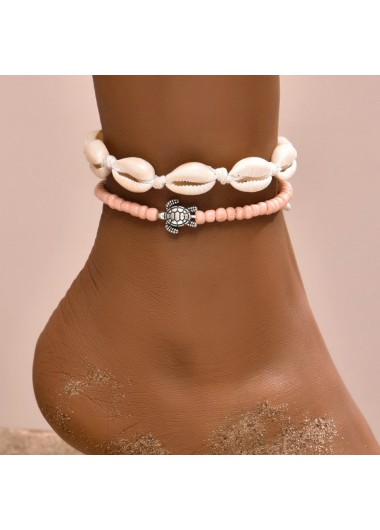 White jewelry,Pink jewelry,Geometric jewelry,Animal Print jewelry,White Geometric Pattern Plastic Detail Anklet Set