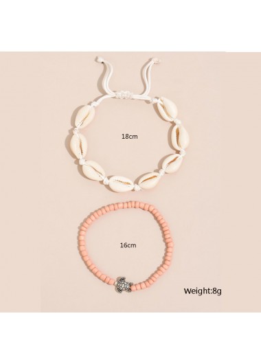 White jewelry,Pink jewelry,Geometric jewelry,Animal Print jewelry,White Geometric Pattern Plastic Detail Anklet Set