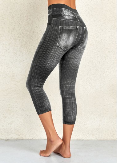 Dark Grey Marl bottoms,Plain Color bottoms,Dark Grey Marl High Waisted Elastic Waist Leggings