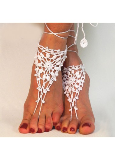 White jewelry,Other jewelry,Triangle Lace Up Weave White Anklet Set