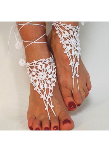 White jewelry,Other jewelry,Triangle Lace Up Weave White Anklet Set