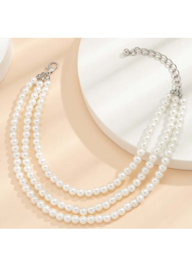 White jewelry,Other jewelry,Pearl Detail Layered Design White Anklet