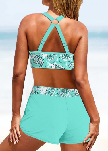 Mint Green swimwear,Paisley swimwear,ROTITA Circular Ring Mint Green Paisley Print Bikini Set