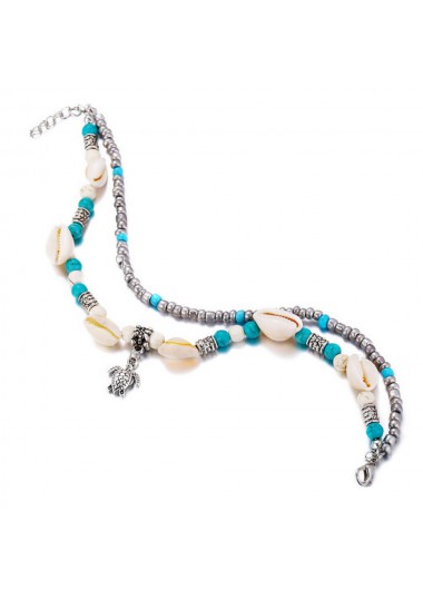 Silver jewelry,Other jewelry,Round Beads Conch Design Silver Anklet Set