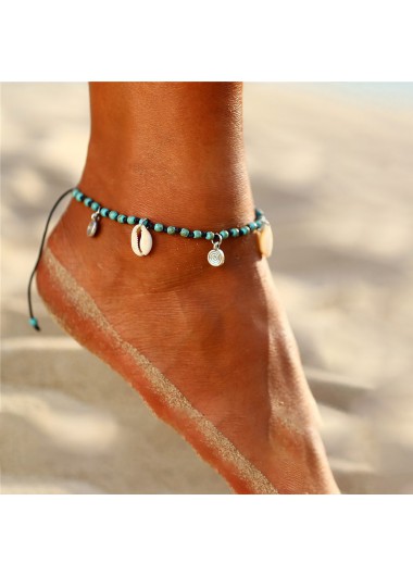 Blue jewelry,Other jewelry,Conch Detail Beads Design Blue Anklet