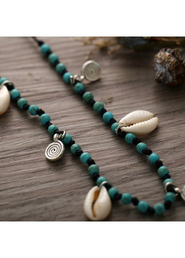 Blue jewelry,Other jewelry,Conch Detail Beads Design Blue Anklet