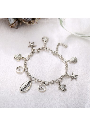 Silver jewelry,Other jewelry,Starfish and Turtle Chain Silver Anklet