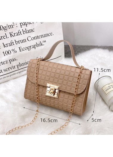 Light Coffee accessories,Plain Color accessories,Light Coffee Hasp Design Plaid CrossBody Messenger Bag