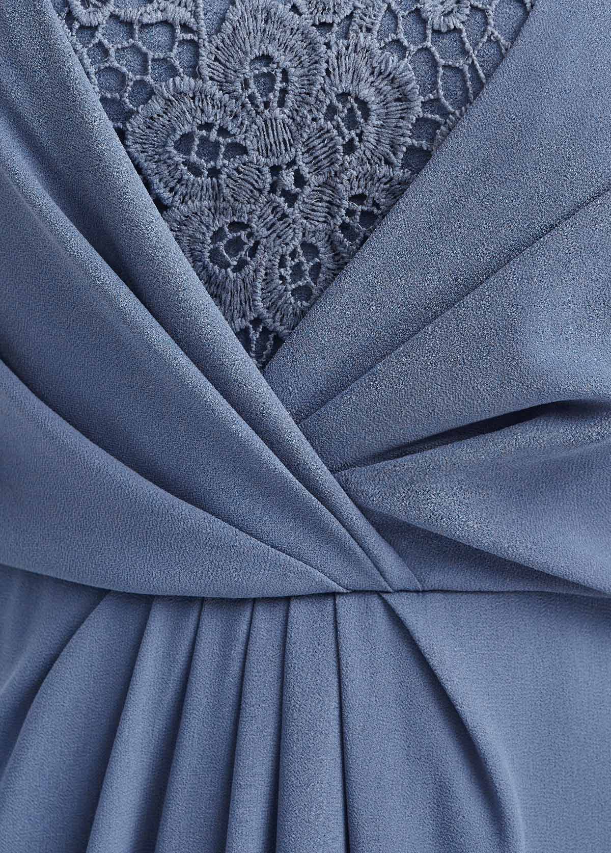 Dusty Blue dresses,Plain Color dresses,ROTITA Lace Dusty Blue V Neck Maxi Dress