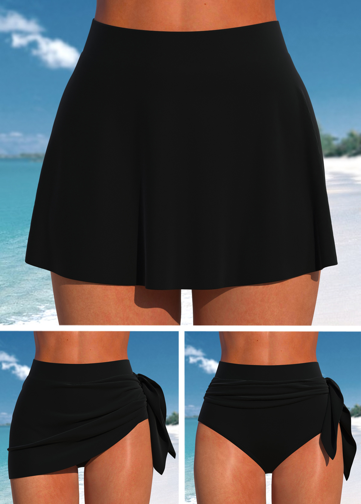 ROTITA Black Multi Way Mid Waisted Pantskirt