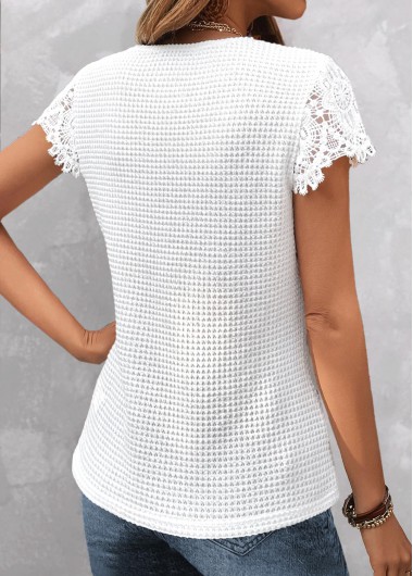 White plus size,Plain Color plus size,ROTITA Plus Size V Neck Short Sleeve T Shirt