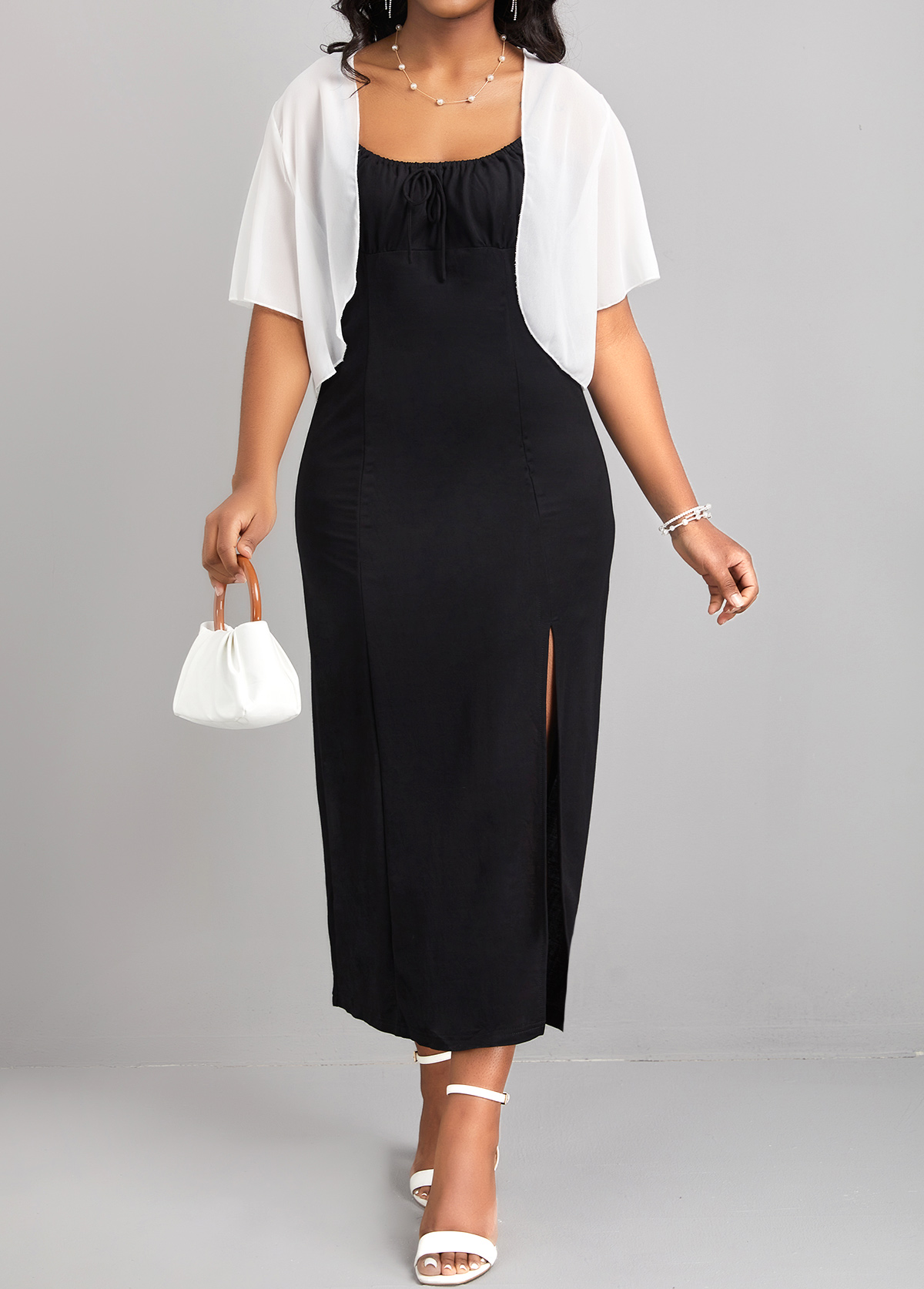 White outerwear & coats,Plain Color outerwear & coats,White Open Front Short Sleeve Coat