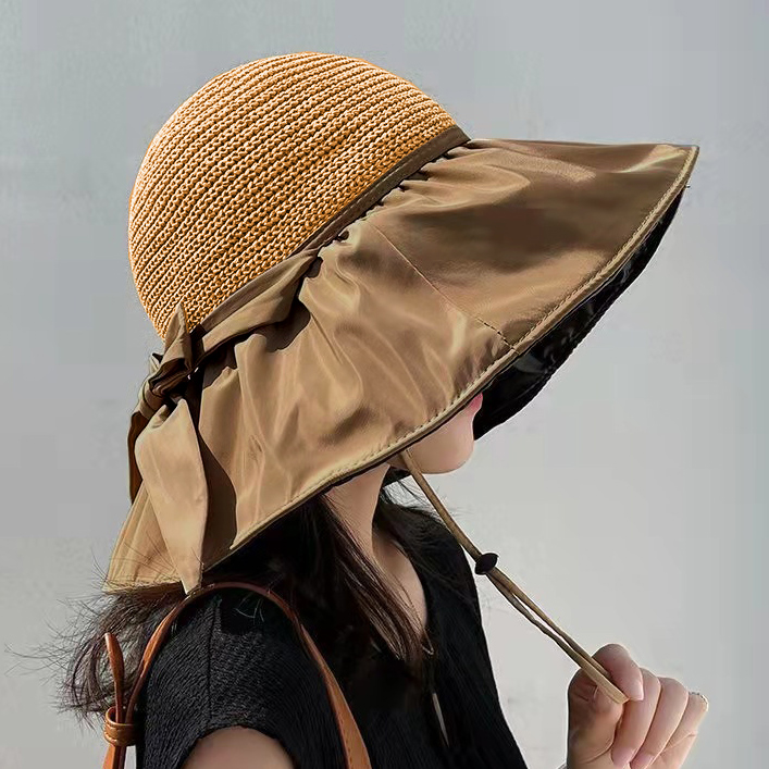 Bowknot Design Light Camel Hemp Hat