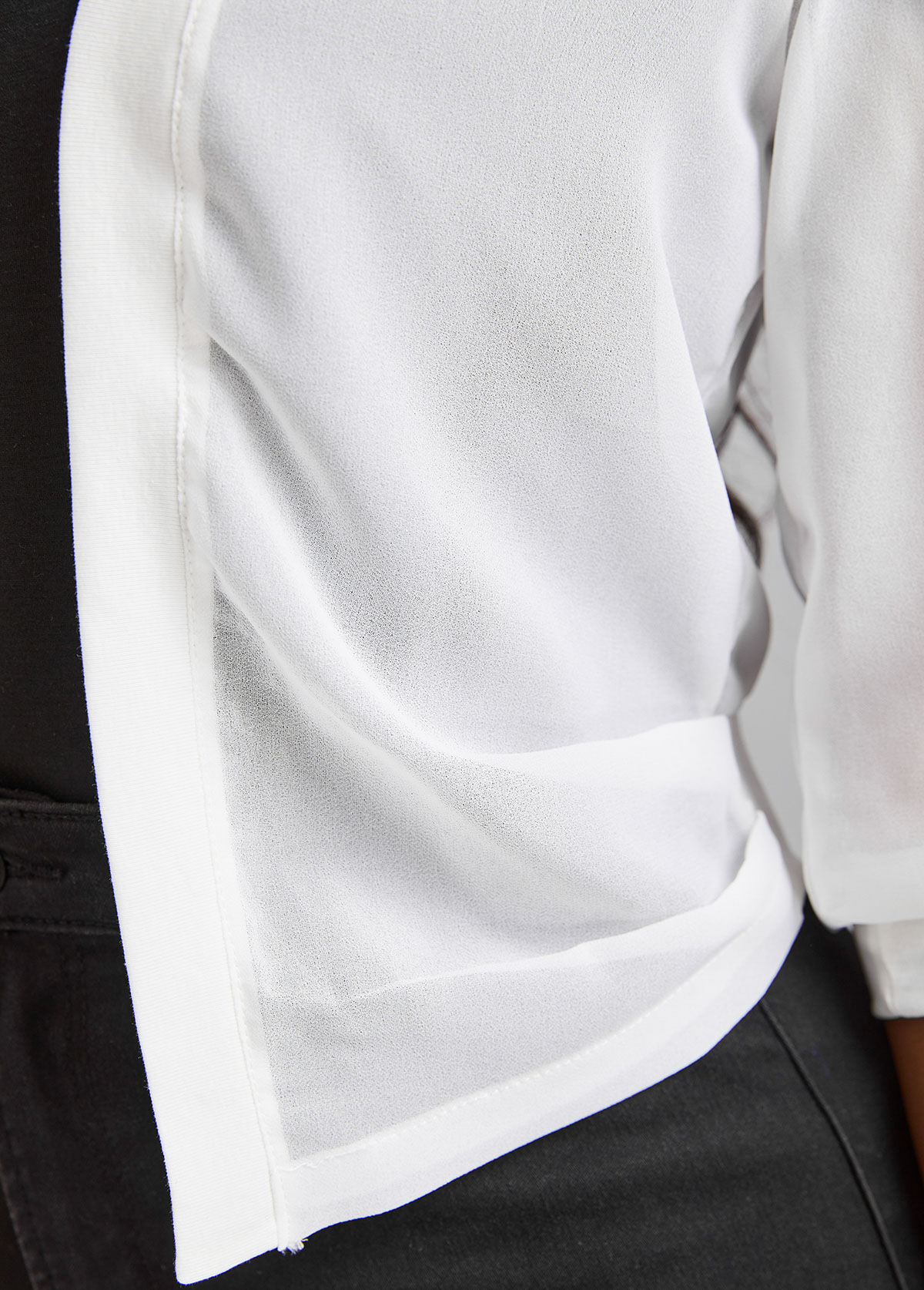 White outerwear & coats,Plain Color outerwear & coats,Lightweight White Open Front Half Sleeve Coat