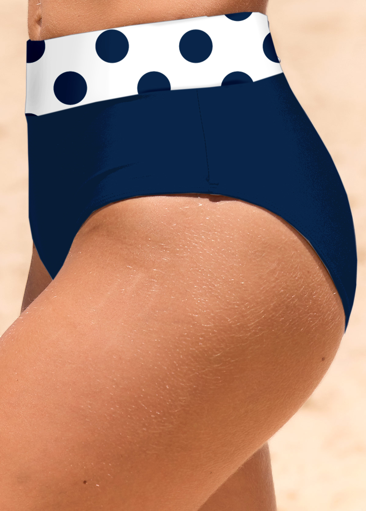 Navy swimwear,White swimwear,Dot swimwear,ROTITA Circular Ring Navy Polka Dot Bikini Top