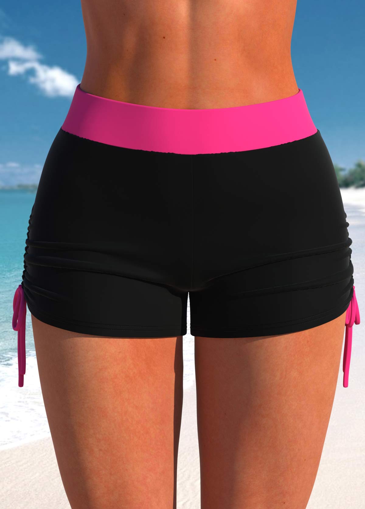 Hot Pink swimwear,Tribal swimwear,Striped swimwear,Geometric swimwear,ROTITA Patchwork Hot Pink Tribal Print Tankini Top