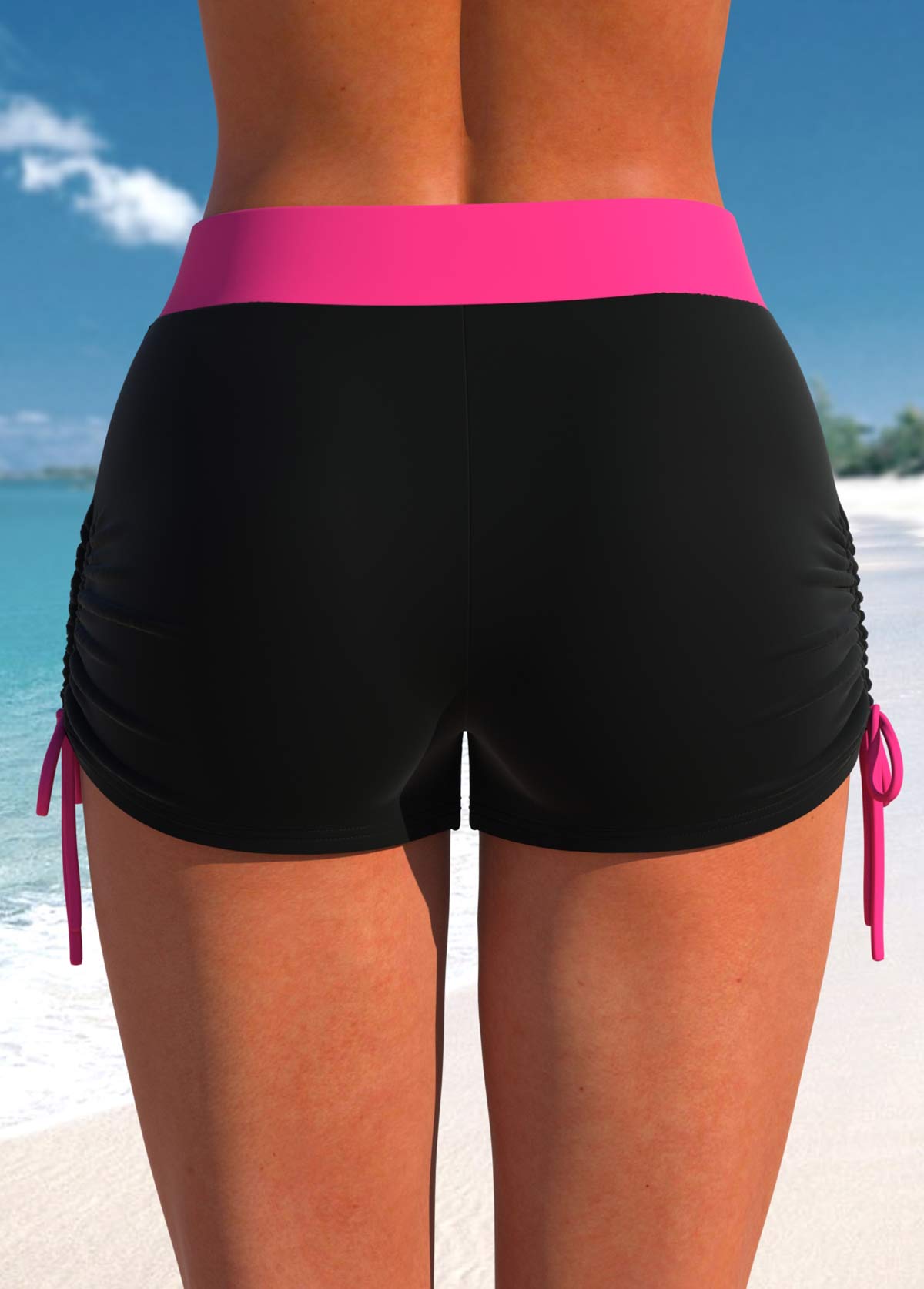 Hot Pink swimwear,Tribal swimwear,Striped swimwear,Geometric swimwear,ROTITA Patchwork Hot Pink Tribal Print Tankini Top