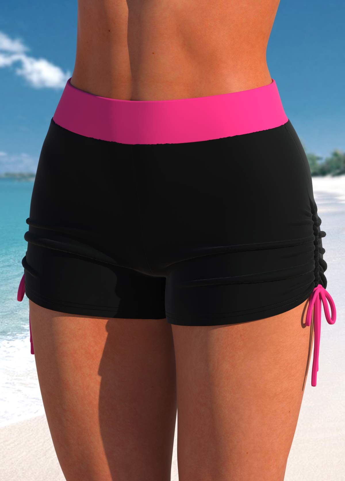 Hot Pink swimwear,Tribal swimwear,Striped swimwear,Geometric swimwear,ROTITA Patchwork Hot Pink Tribal Print Tankini Top