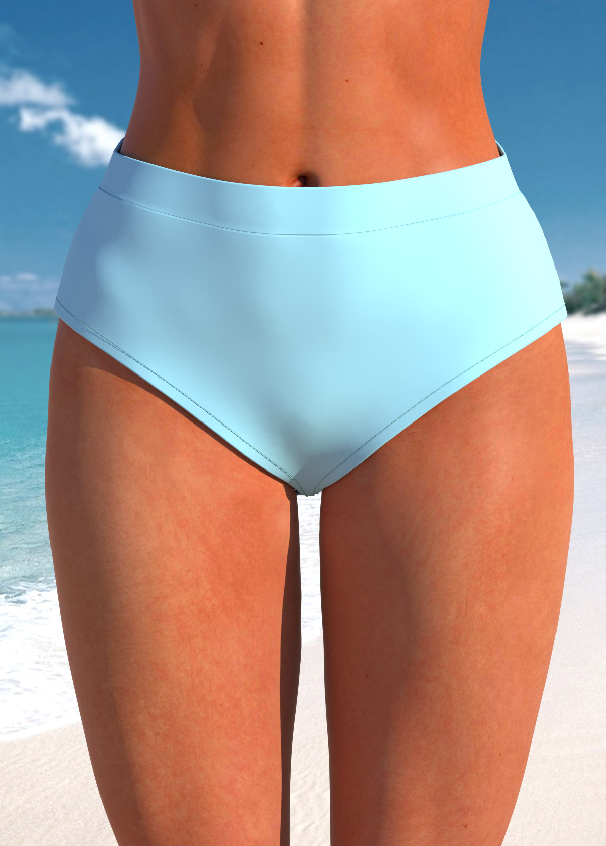 Light Blue swimwear,Plain Color swimwear,ROTITA Cross Hem Jacquard Light Blue Tankini Top