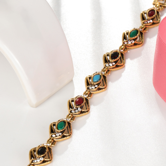 Gold jewelry,Geometric jewelry,Alloy Detail Geometric Pattern Oval Gold Bracelet